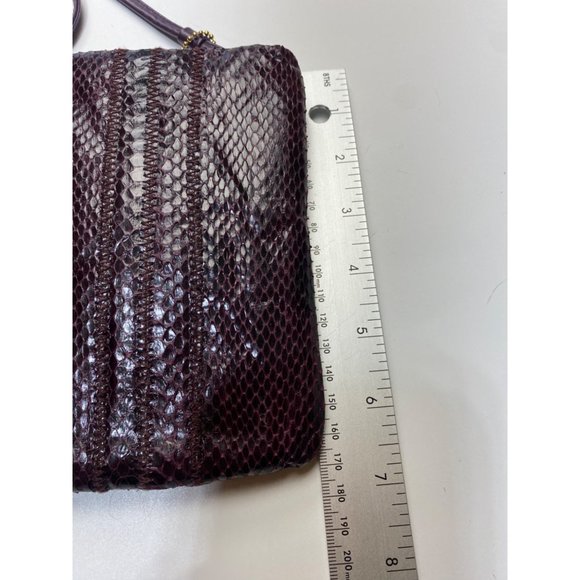 CLEMENTE SNAKE SKIN Dark Purple CLUTCH ZIP CLOSE PURSE VINTAGE 11X7 - Picture 7 of 8